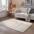 Kurzflor Teppich Designer | Flauschiger Flachflor fürs Wohnzimmer, Esszimmer, Schlafzimmer oder Kinderzimmer | Natur Weiß